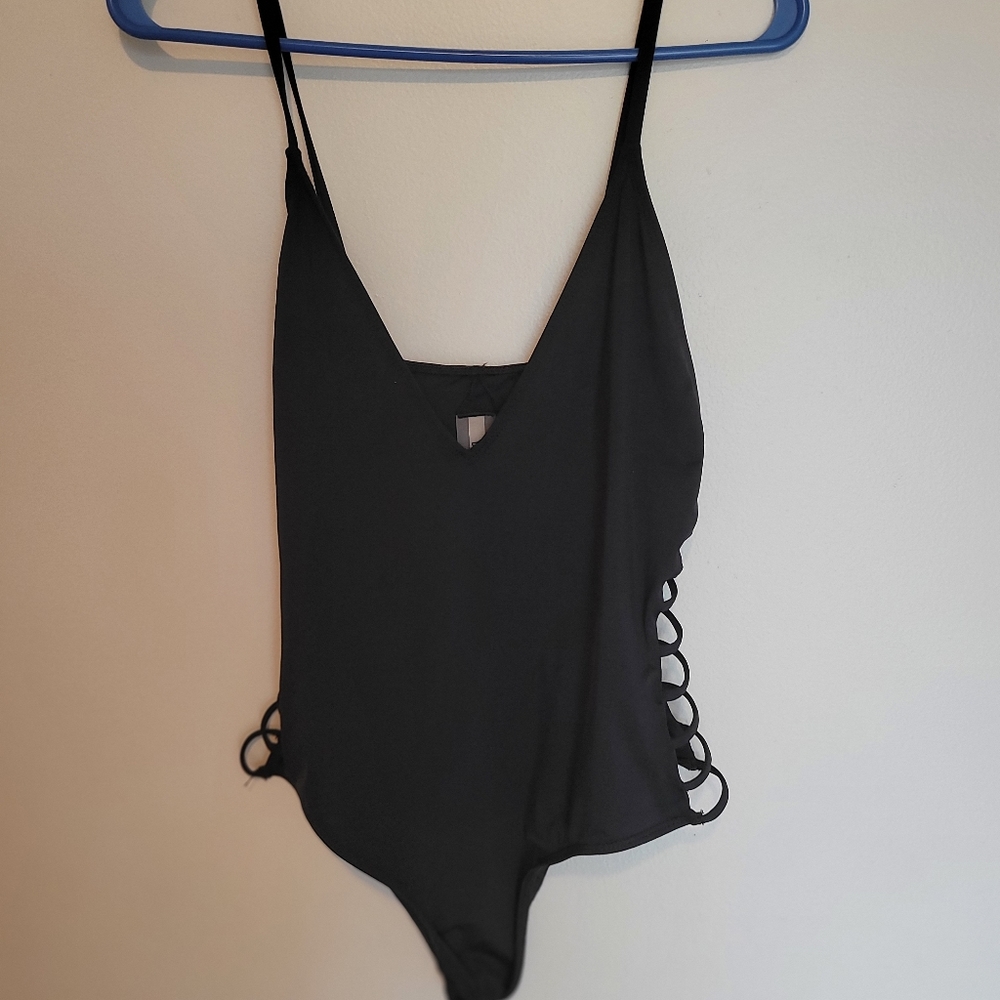 Lulu's size medium black one piece cutout bathing suit